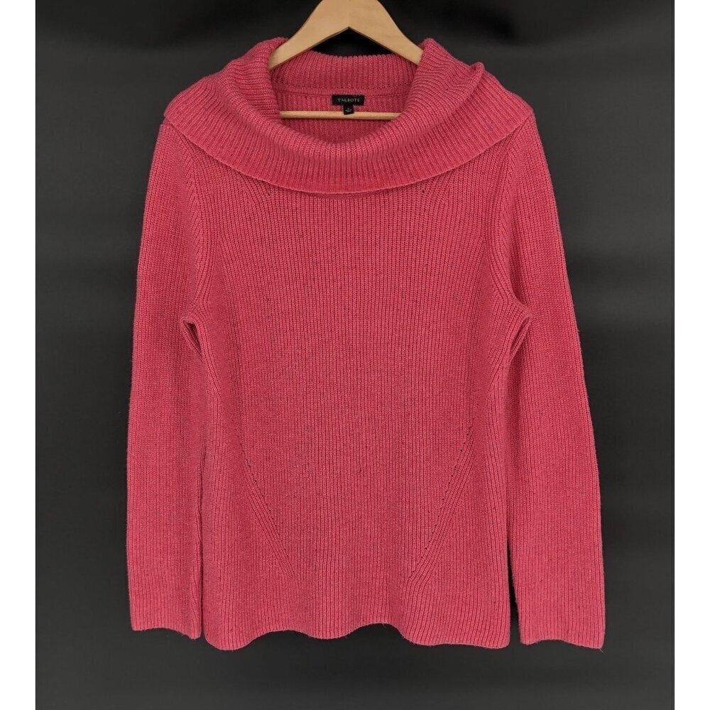 Talbots Pink Cowl Neck Knit Sweater Women's L Feminine Coquette Easter Church